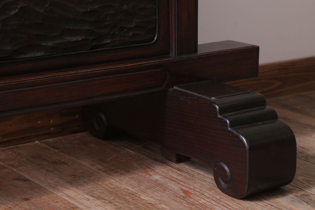 アンティーク雑貨　古民具・骨董　総欅材!特大木製衝立(パーテーション)