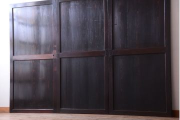 古民具・骨董　明治期　古い木味のアンティーク帯戸3枚セット