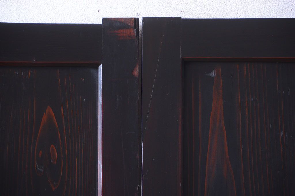 古民具・骨董　明治期　古い木味のアンティーク帯戸3枚セット