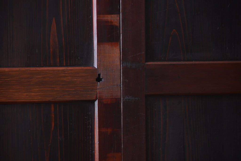 古民具・骨董　明治期　古い木味のアンティーク帯戸3枚セット