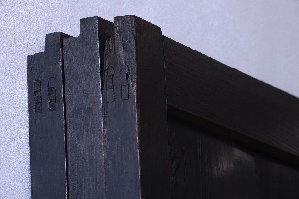 古民具・骨董　明治期　古い木味のアンティーク帯戸3枚セット