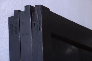 古民具・骨董　明治期　古い木味のアンティーク帯戸3枚セット