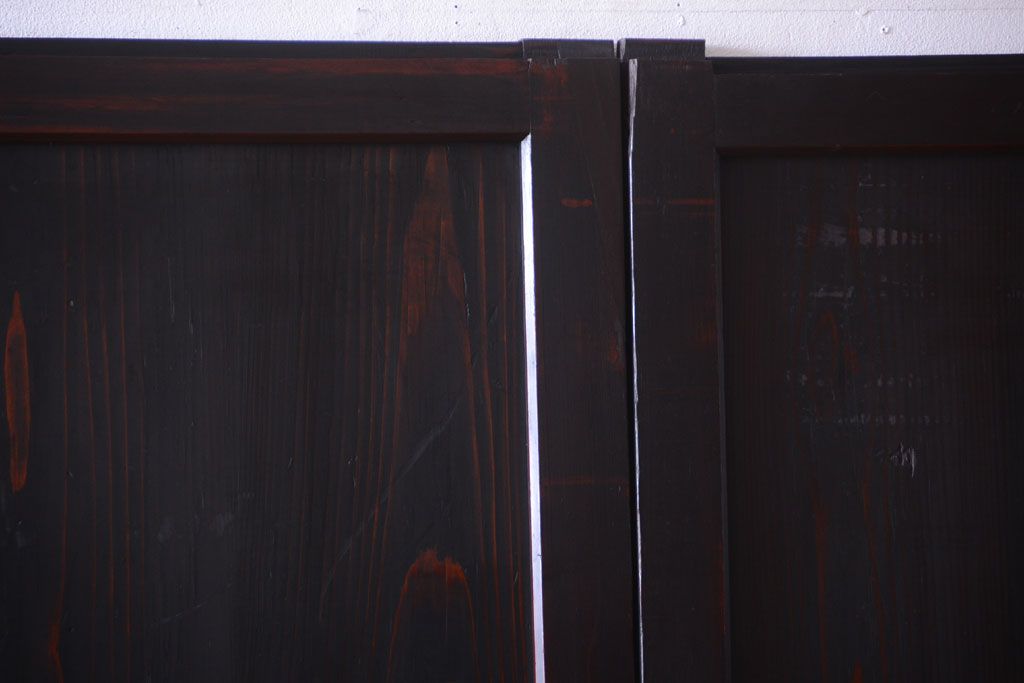 古民具・骨董　明治期　古い木味のアンティーク帯戸3枚セット