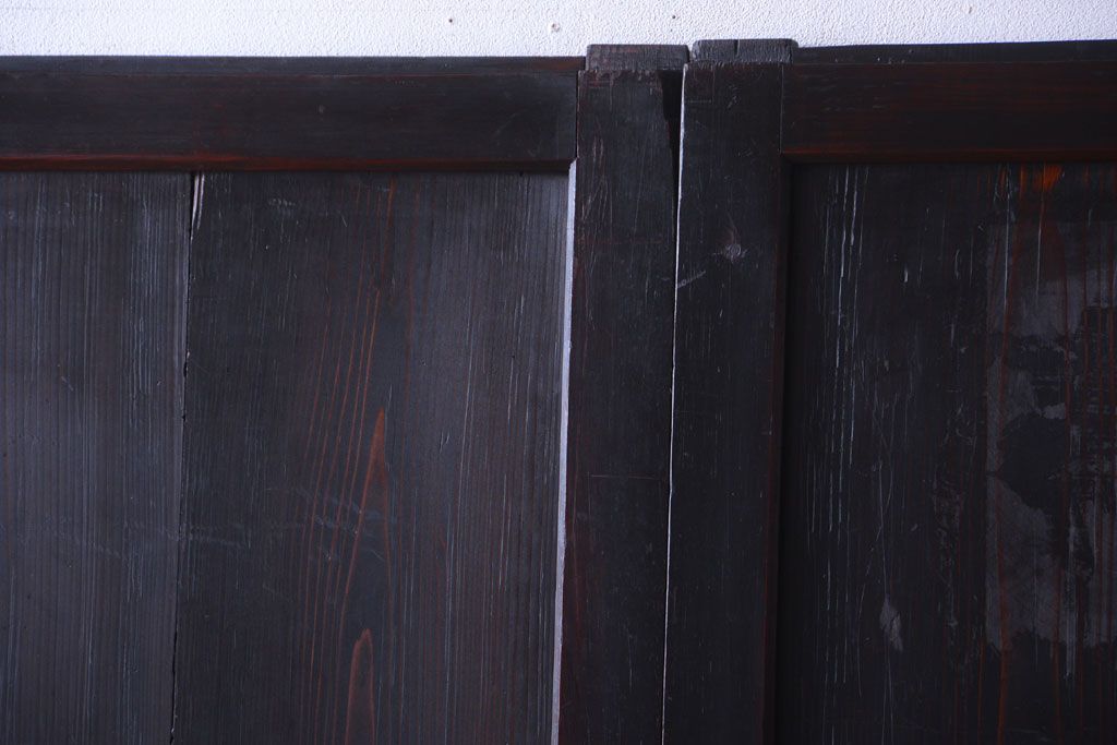 古民具・骨董　明治期　古い木味のアンティーク帯戸3枚セット