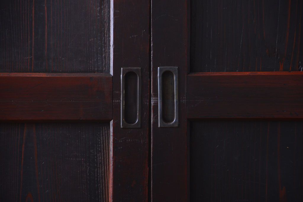 古民具・骨董　明治期　古い木味のアンティーク帯戸3枚セット