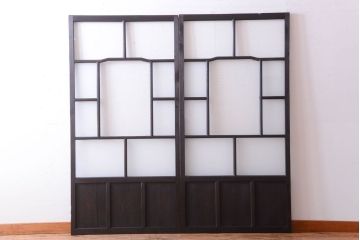 大正ロマン　モールガラス・すりガラス入り!ガラス戸2枚セット