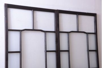 大正ロマン　モールガラス・すりガラス入り!ガラス戸2枚セット