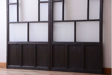 大正ロマン　モールガラス・すりガラス入り!ガラス戸2枚セット