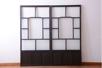 大正ロマン　モールガラス・すりガラス入り!ガラス戸2枚セット