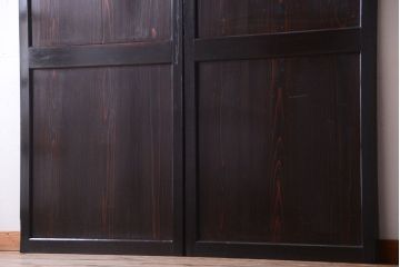 古民具・骨董　明治期　古い木味のアンティーク帯戸2枚セット