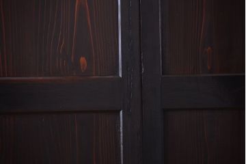 古民具・骨董　明治期　古い木味のアンティーク帯戸2枚セット