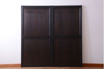 古民具・骨董　明治期　古い木味のアンティーク帯戸2枚セット