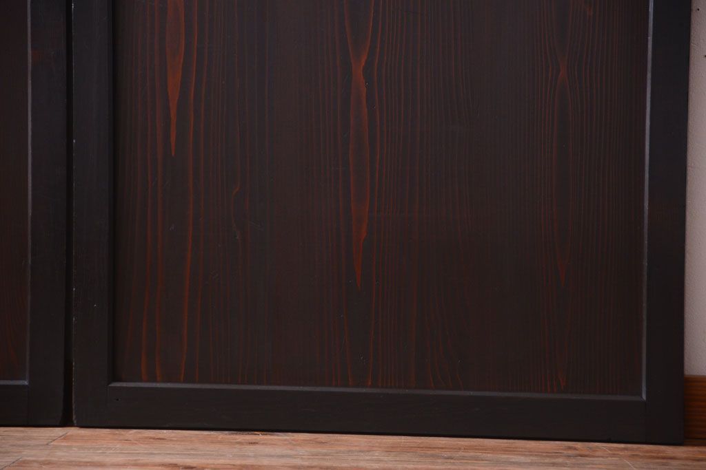 古民具・骨董　明治期　古い木味のアンティーク帯戸2枚セット