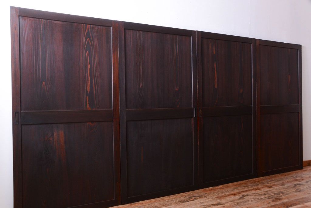 古民具・骨董　明治期　美品!アンティーク帯戸4枚セット