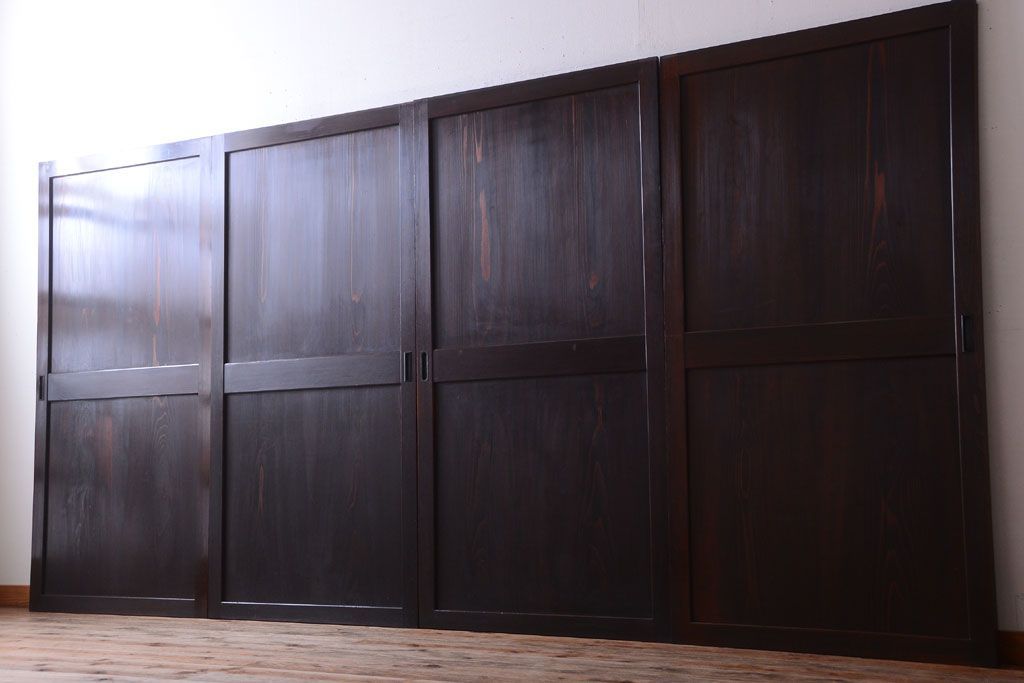 古民具・骨董　明治期　美品!アンティーク帯戸4枚セット