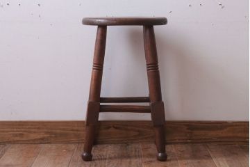 アンティーク家具　アンティーク　古い木のおしゃれな丸スツール