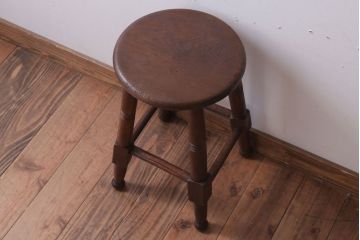 アンティーク家具　アンティーク　古い木のおしゃれな丸スツール
