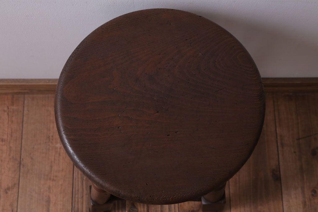 アンティーク家具　アンティーク　古い木のおしゃれな丸スツール