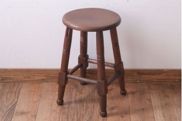 アンティーク家具　アンティーク　古い木のおしゃれな丸スツール