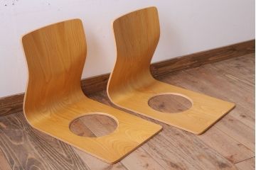 中古　天童木工　座イス2脚セット(3)