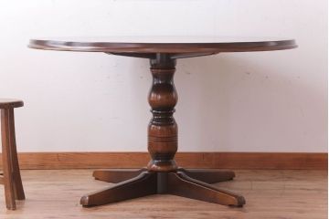 中古　飛騨産業　キツツキマーク　穂高　ラウンドテーブル(ダイニングテーブル)