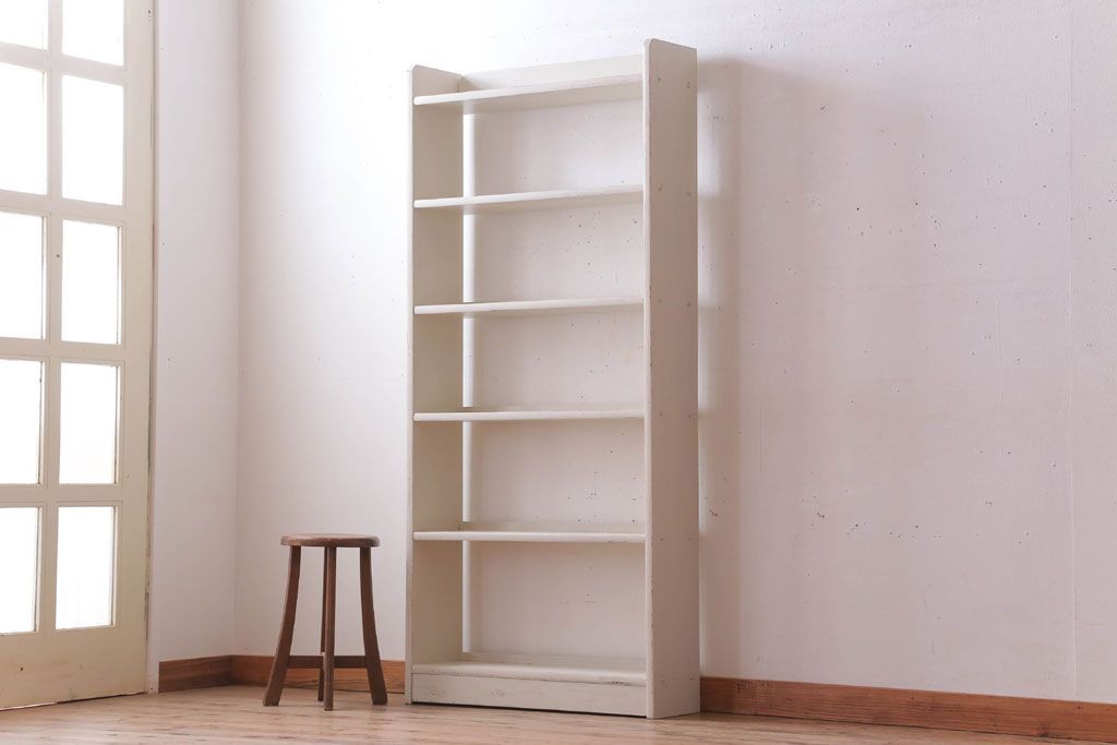 アンティーク家具　アンティークペイント　シンプルな本棚(飾り棚)(1)