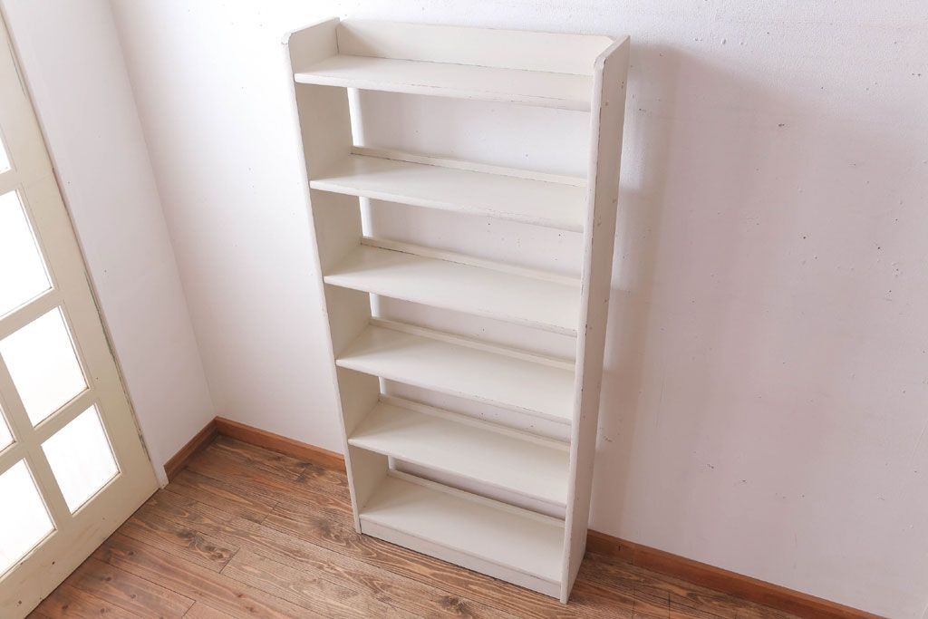 アンティーク家具　アンティークペイント　シンプルな本棚(飾り棚)(1)