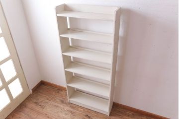 アンティーク家具　アンティークペイント　シンプルな本棚(飾り棚)(1)