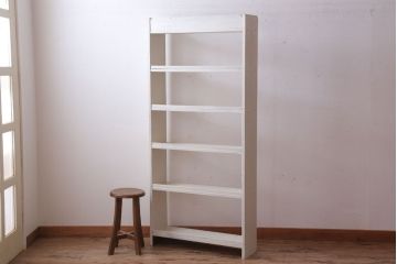 アンティーク家具　アンティークペイント　シンプルな本棚(飾り棚)(1)