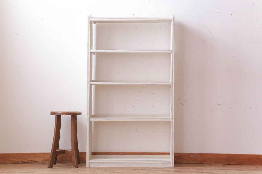 アンティーク家具　アンティークペイント　シンプルな本棚(飾り棚)(2)