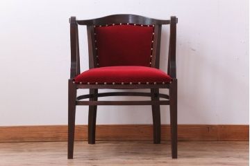 アンティーク家具　大正ロマン　古いナラ材のアームチェア(キャプテンチェア)