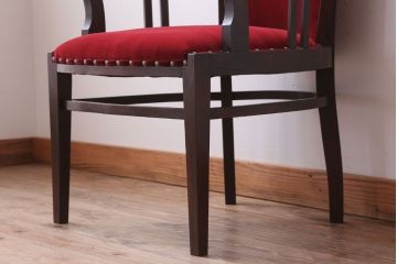 アンティーク家具　大正ロマン　古いナラ材のアームチェア(キャプテンチェア)