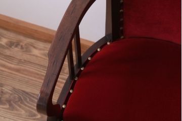 アンティーク家具　大正ロマン　古いナラ材のアームチェア(キャプテンチェア)