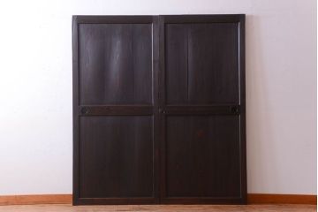 古民具・骨董　明治期　古い木味のアンティーク帯戸2枚セット(2)