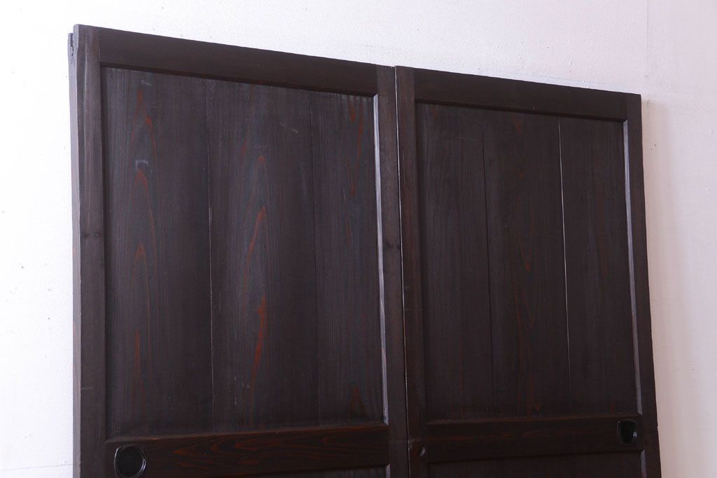 古民具・骨董　明治期　古い木味のアンティーク帯戸2枚セット(2)