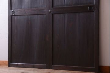 古民具・骨董　明治期　古い木味のアンティーク帯戸2枚セット(2)