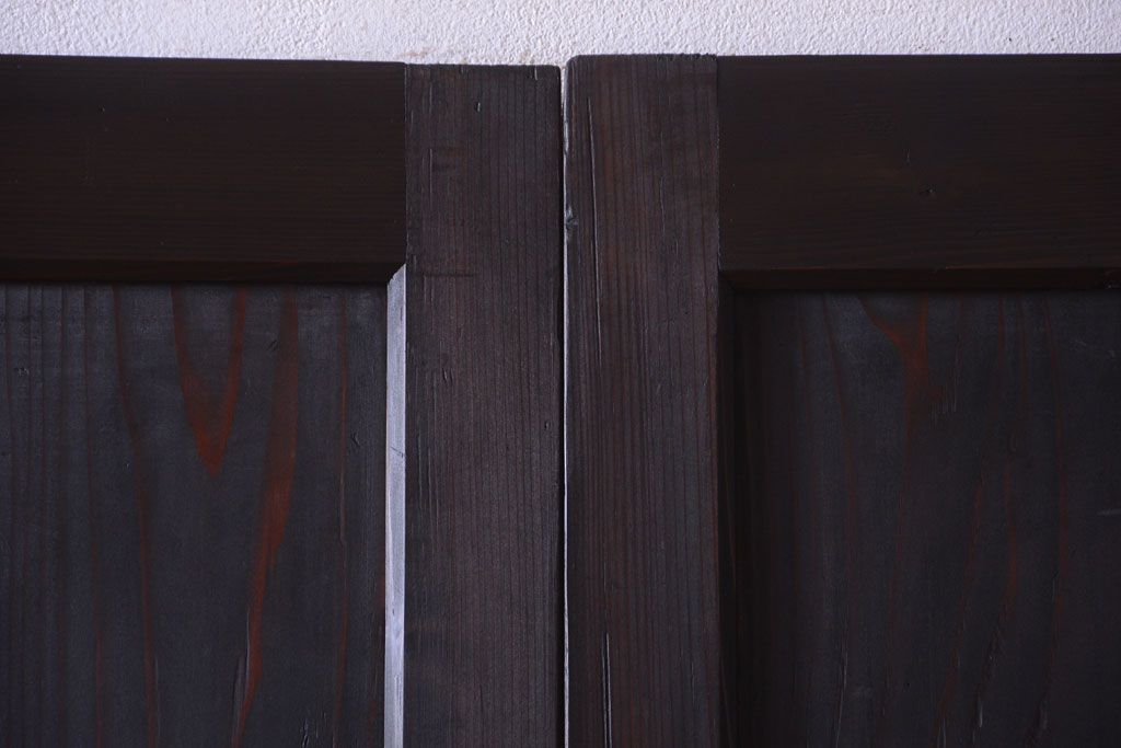 古民具・骨董　明治期　古い木味のアンティーク帯戸2枚セット(2)