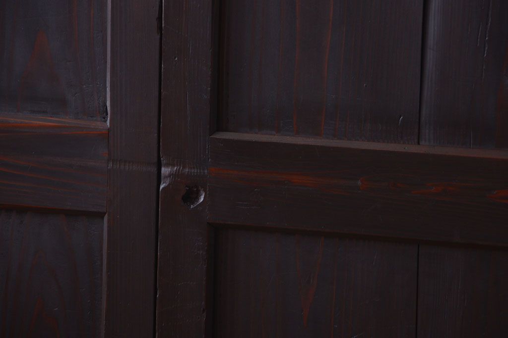 古民具・骨董　明治期　古い木味のアンティーク帯戸2枚セット(2)