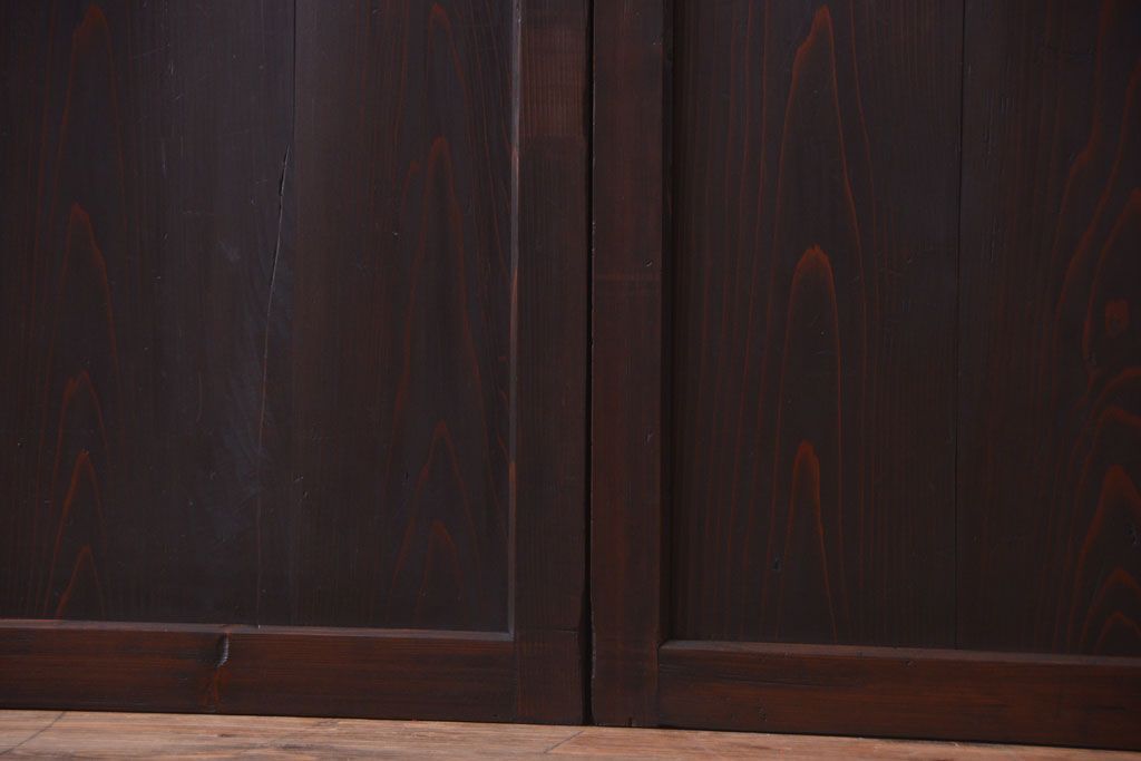 古民具・骨董　明治期　古い木味のアンティーク帯戸2枚セット(2)