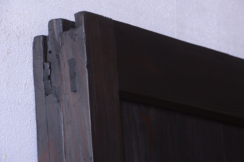 古民具・骨董　明治期　古い木味のアンティーク帯戸2枚セット(2)