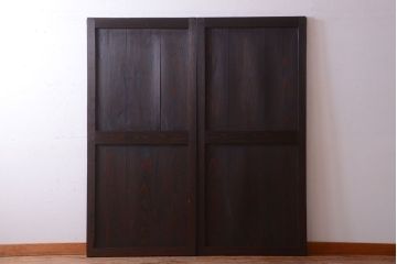 古民具・骨董　明治期　古い木味のアンティーク帯戸2枚セット(2)