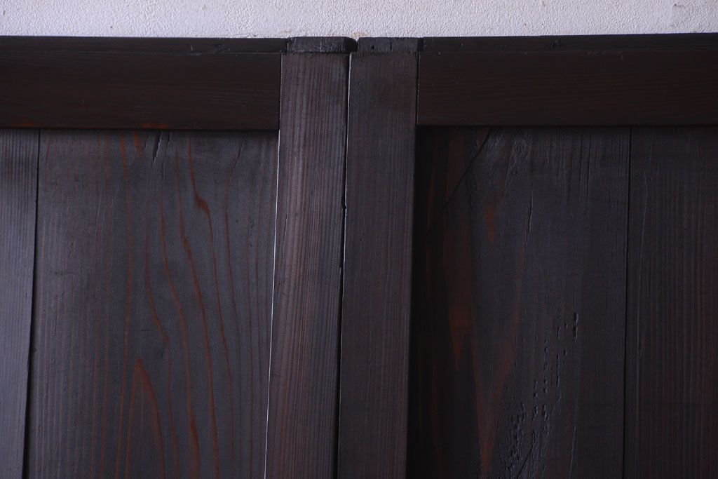 古民具・骨董　明治期　古い木味のアンティーク帯戸2枚セット(2)