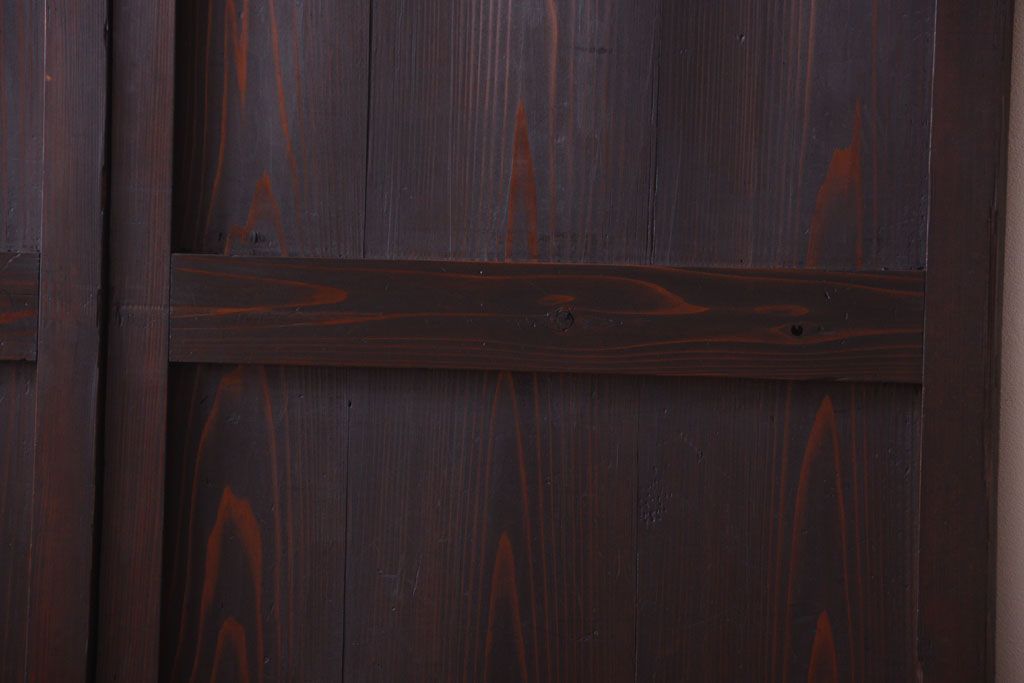 古民具・骨董　明治期　古い木味のアンティーク帯戸2枚セット(2)