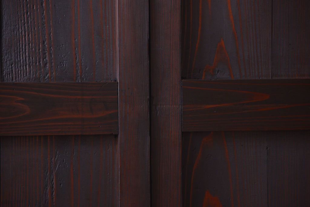 古民具・骨董　明治期　古い木味のアンティーク帯戸2枚セット(2)