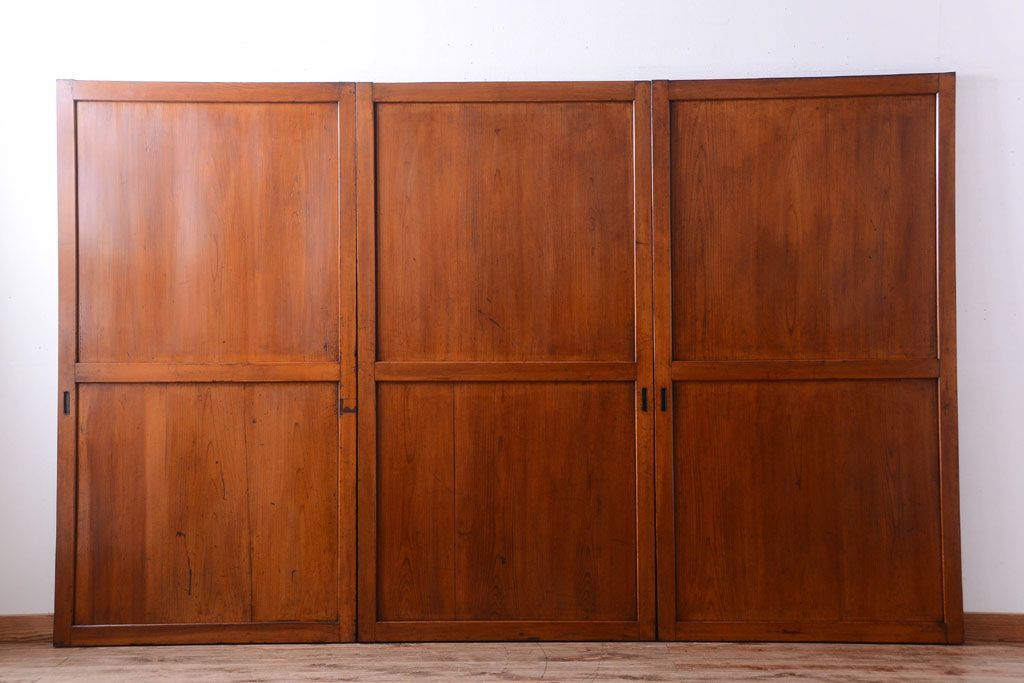 和製アンティーク　大正〜昭和期　古い木味のアンティーク帯戸3枚セット