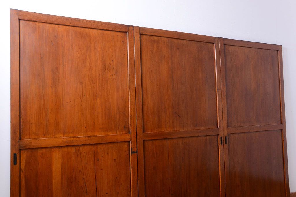 和製アンティーク　大正〜昭和期　古い木味のアンティーク帯戸3枚セット