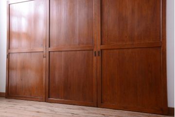 和製アンティーク　大正〜昭和期　古い木味のアンティーク帯戸3枚セット