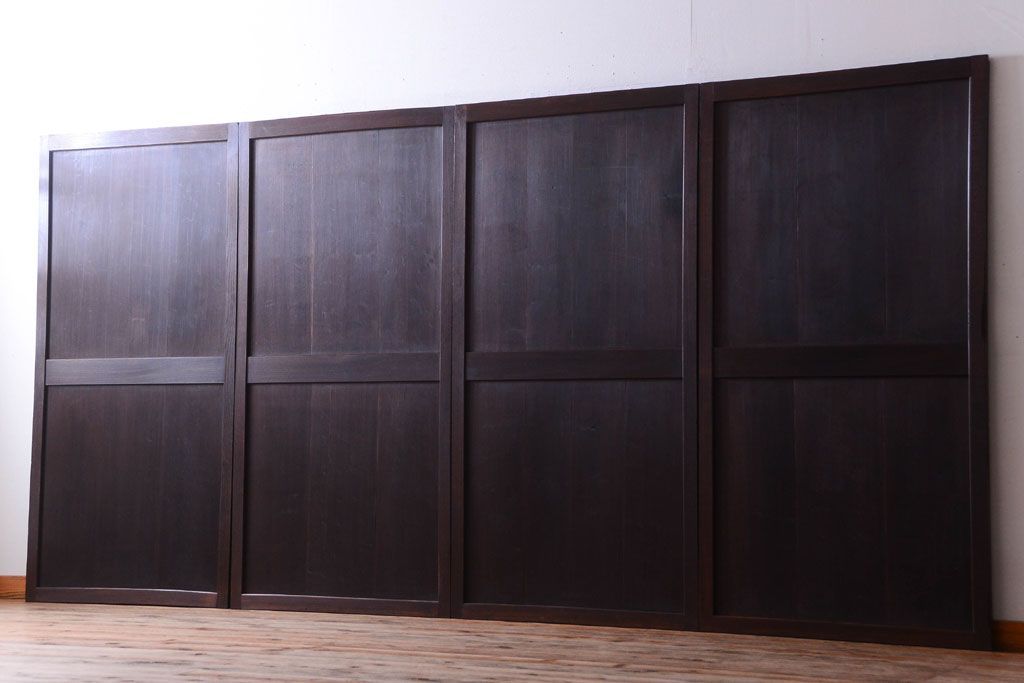 古民具・骨董　欅枠のアンティーク帯戸4枚セット