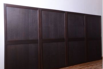 古民具・骨董　欅枠のアンティーク帯戸4枚セット