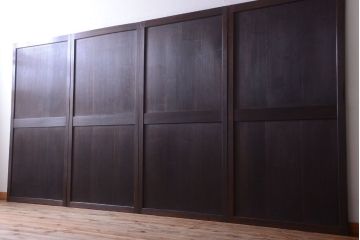 古民具・骨董　欅枠のアンティーク帯戸4枚セット